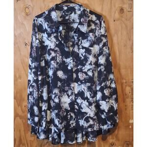 Simply Vera Wang Shirt Women's 2X Black White Abstract Gothcore Witchcore Goth